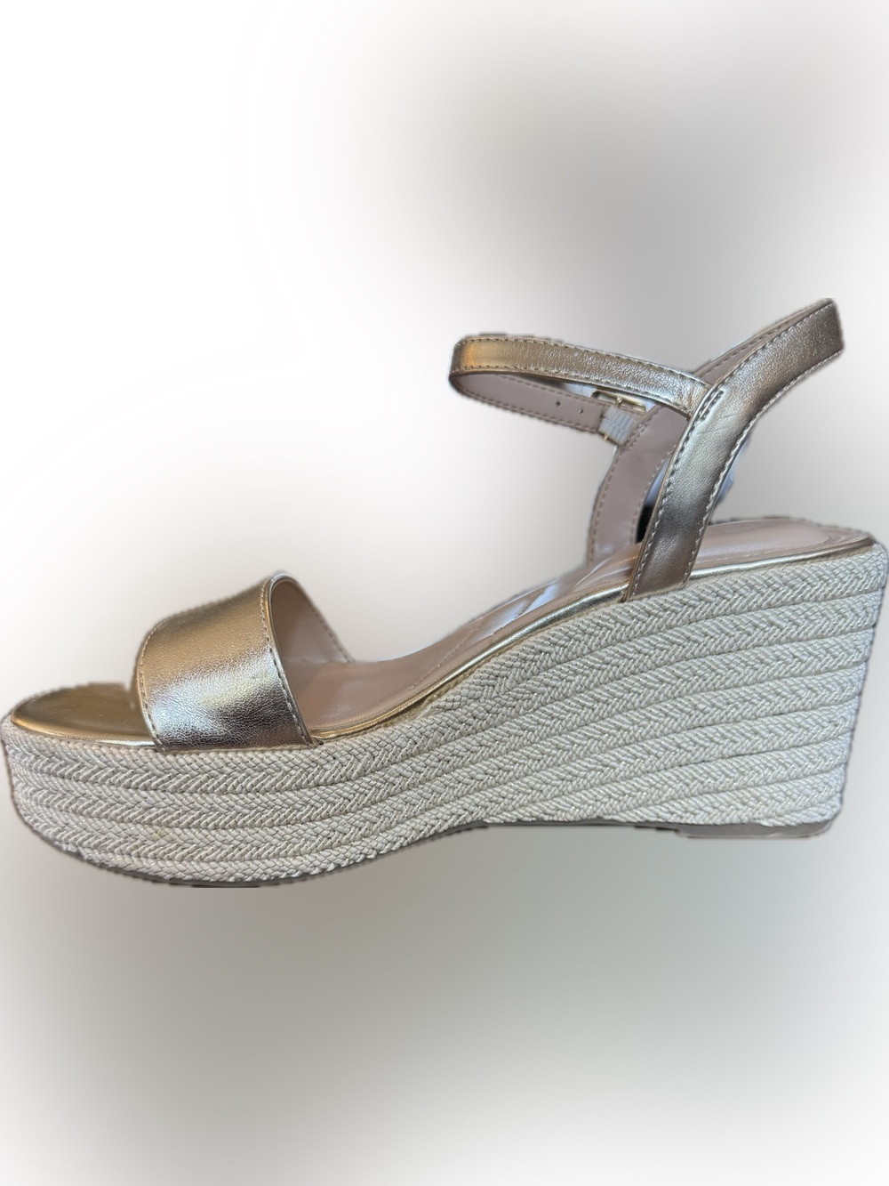 Kelly & Katie Metallic Gold Espadrille Wedge Sandals - Picture 3 of 8